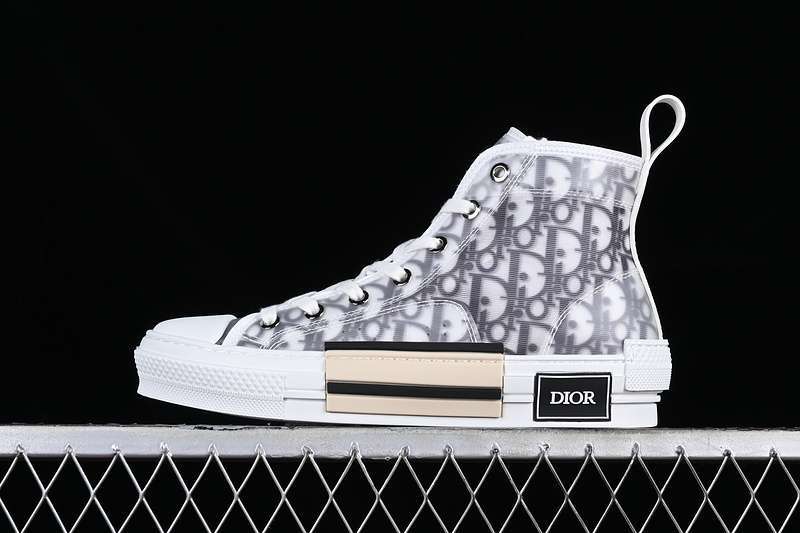 [DIOR] B23 OBLIQUE TOP SNEAKERS WHITE/BLACK