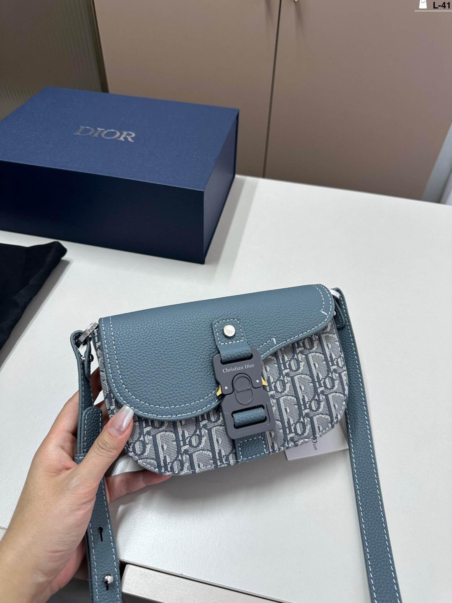 [DIOR] Mini Saddle Messenger Bag Deep Gray