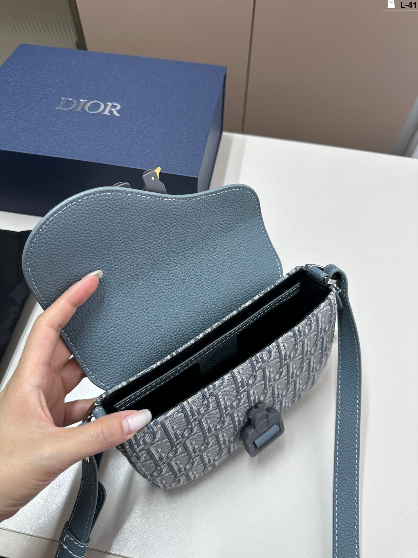 [DIOR] Mini Saddle Messenger Bag Deep Gray