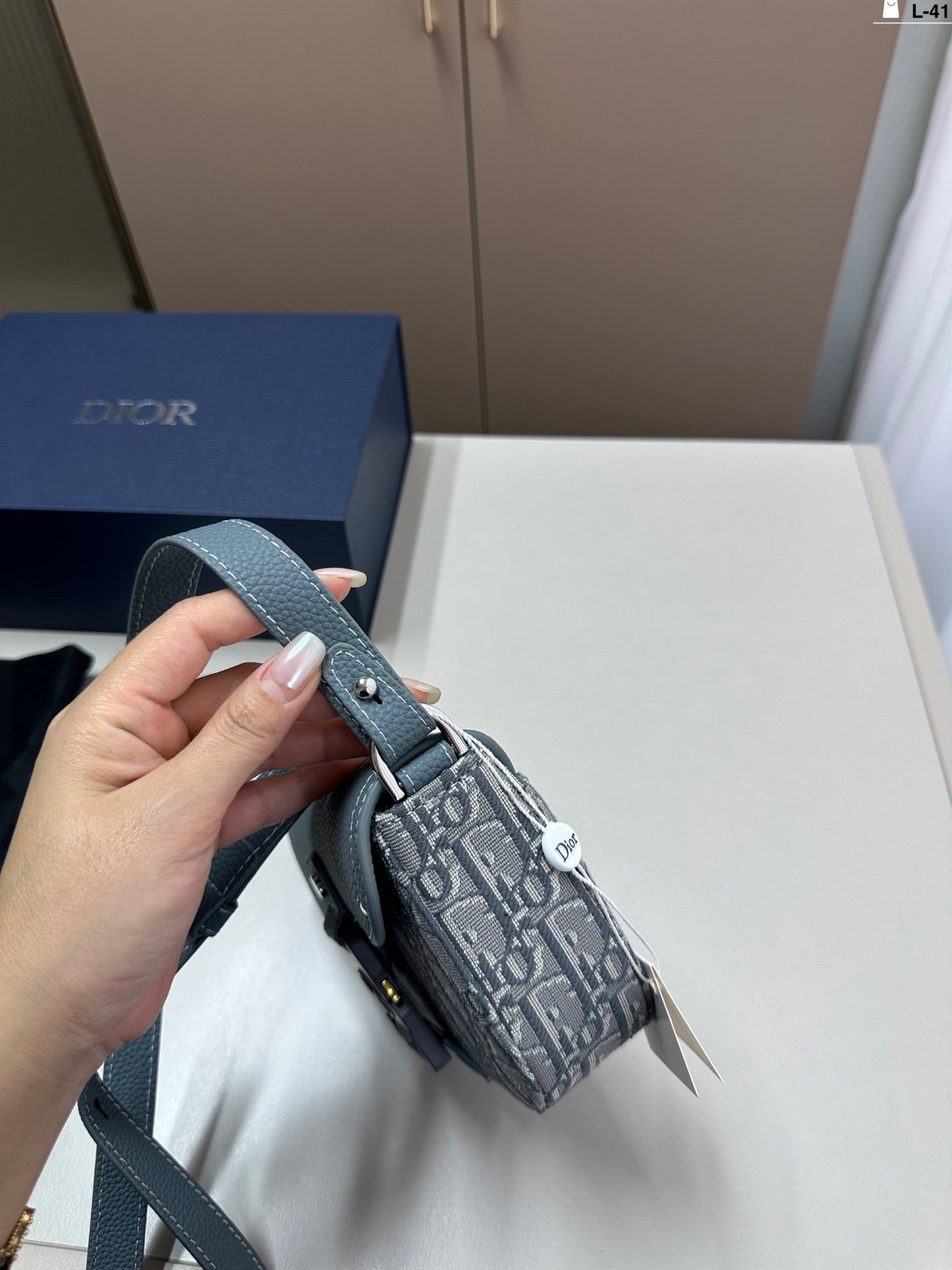[DIOR] Mini Saddle Messenger Bag Deep Gray