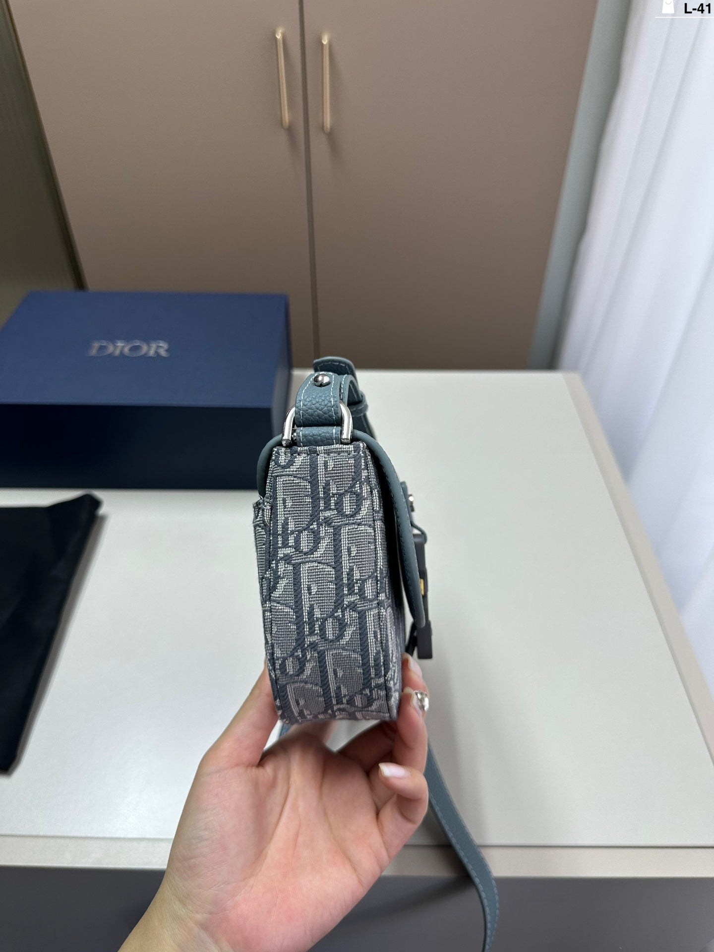 [DIOR] Mini Saddle Messenger Bag Deep Gray
